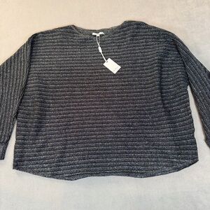 Vila Milano Black & Silver Metallic Striped Women’s Sweater-Dressy or Casual- 2X